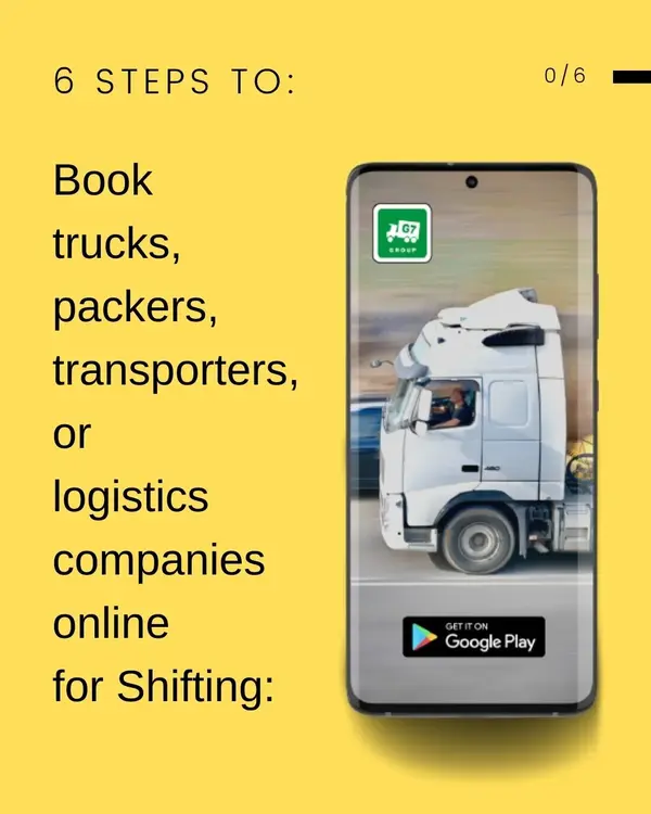 Image to Show hire packers and Movers, Tranporters and Trucks from mobile App