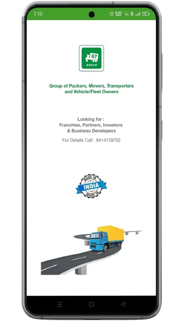 Screen Shot of Flash Screen G7 Packers and Movers Mobile App