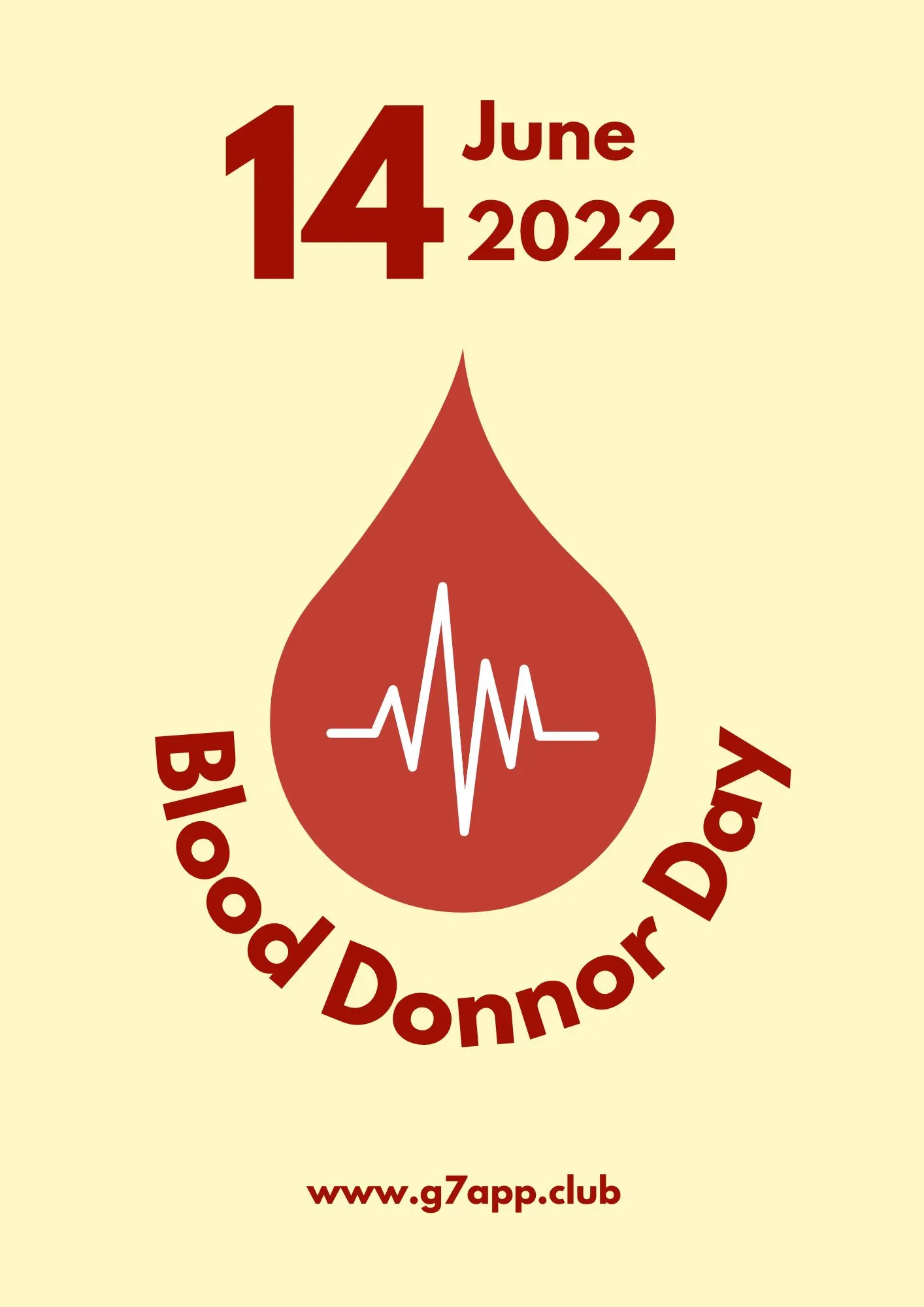 Yellow background image, written 14 june 2022, Blood donner day