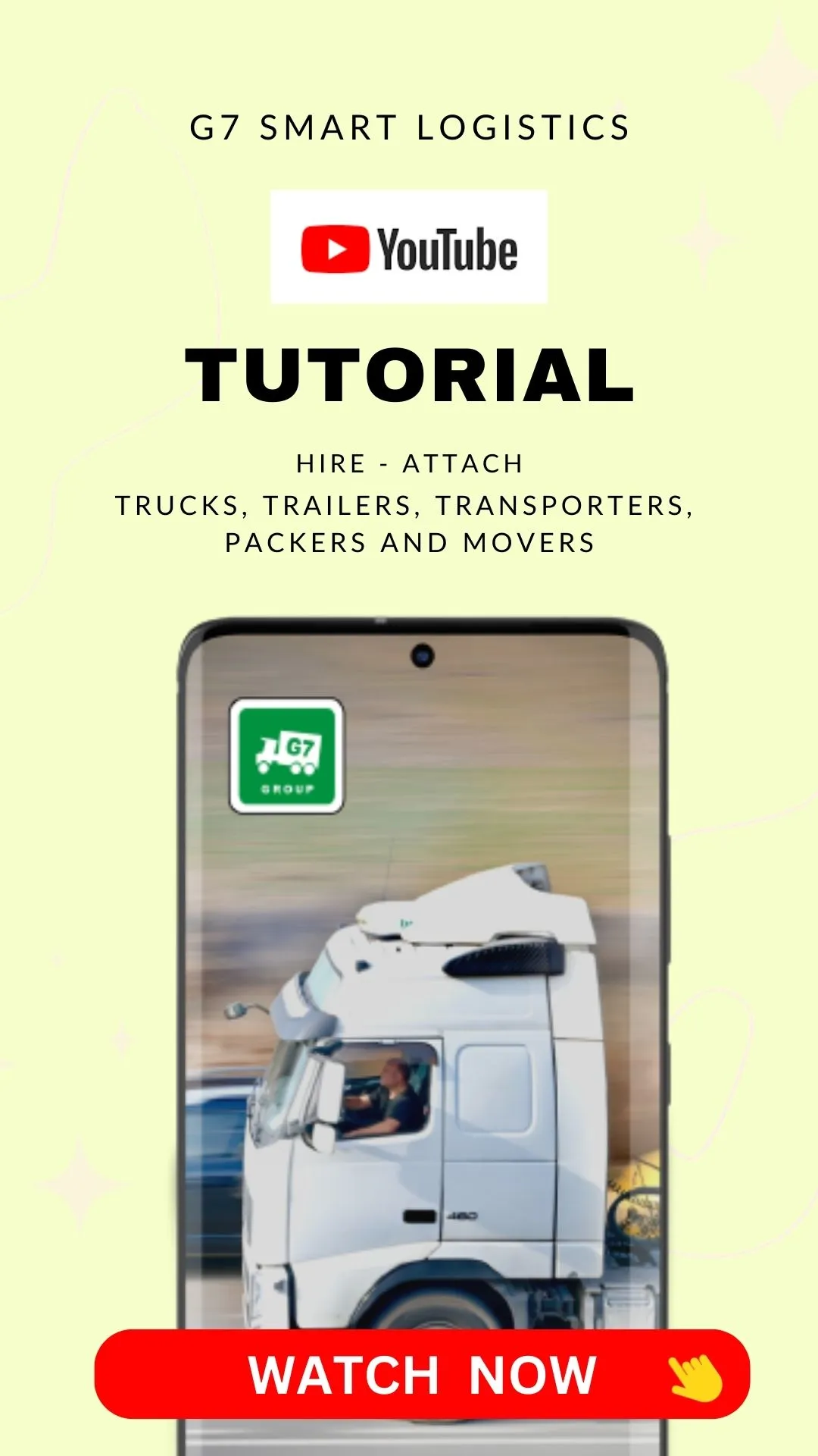 Youtube video About G7 packers and Movers app introduction