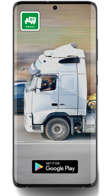 Truck Photo in Mobile Phone with Movers-and-packers-app logo