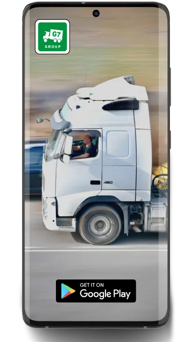 Truck Photo in Mobile Phone with Movers-and-packers-app logo Negapatam