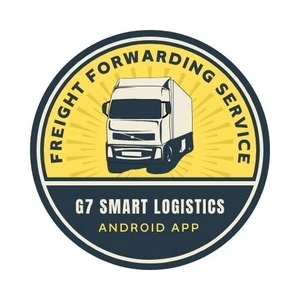 Round Logo of G7 smart Logistics, Truck, android app written on logo, Configurations in Different Types of Trucks in India