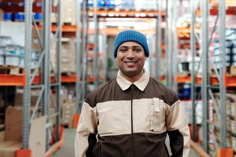 Standing man in Warehouse